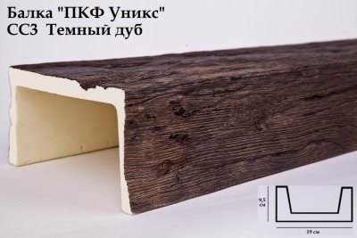 Балка из полиуретана Юникс СС3 темный дуб