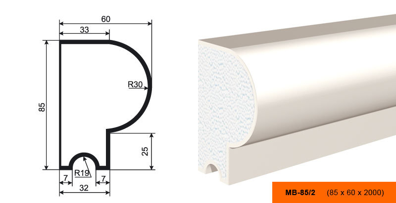 Молдинг Лепнина Пласт МВ85/2 купить в интернет-магазине Lepninashop