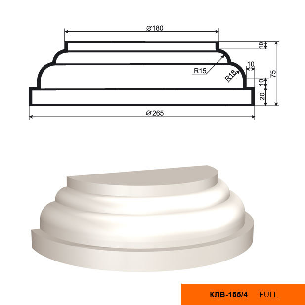 Колонна Лепнина Пласт КЛВ155/4 HALF купить в интернет-магазине Lepninashop