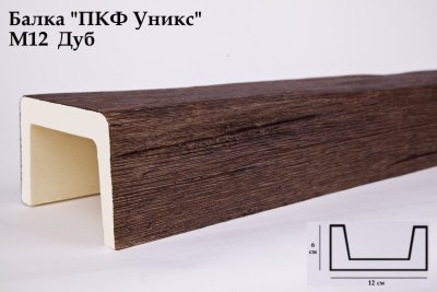 Балка из полиуретана Юникс М12 дуб