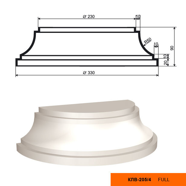 Колонна Лепнина Пласт КЛВ205/4 HALF купить в интернет-магазине Lepninashop