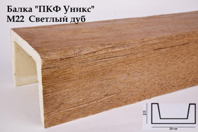 Балка из полиуретана Юникс М22 светлый дуб