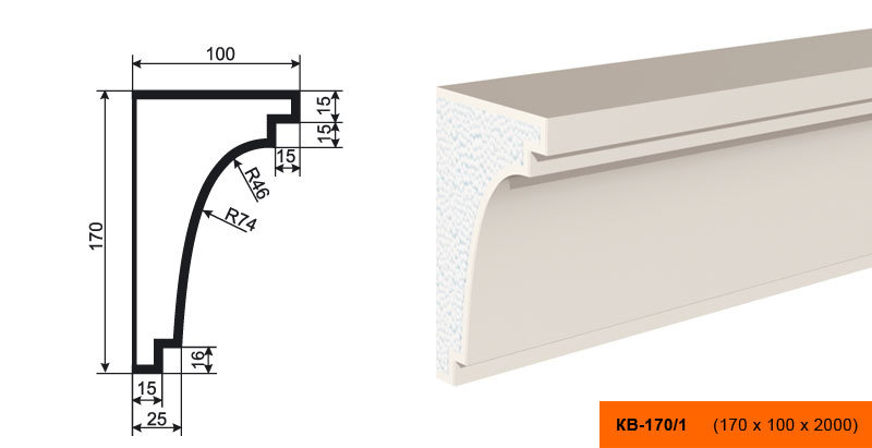 Плинтус Лепнина Пласт КВ170/1 купить в интернет-магазине Lepninashop