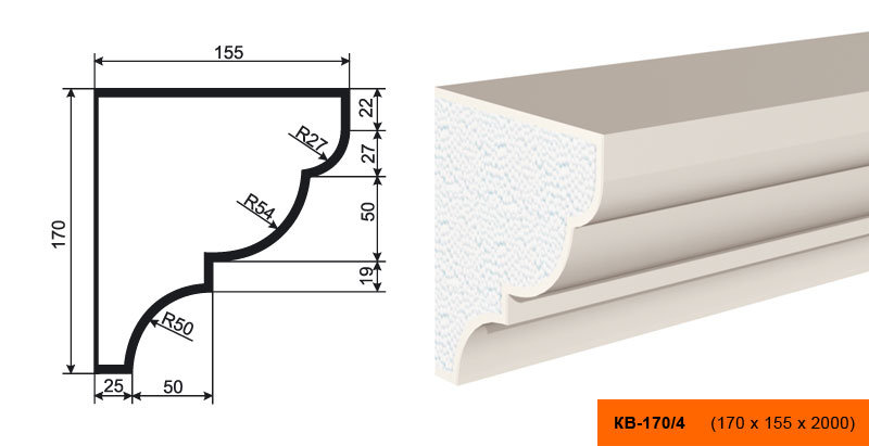 Плинтус Лепнина Пласт КВ170/4 купить в интернет-магазине Lepninashop
