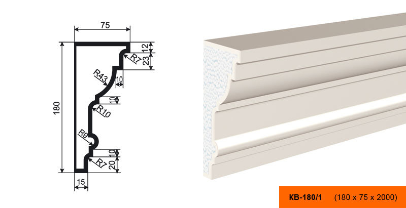 Плинтус Лепнина Пласт КВ180/1 купить в интернет-магазине Lepninashop