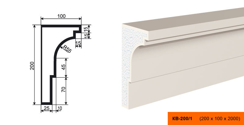 Плинтус Лепнина Пласт КВ200/1 купить в интернет-магазине Lepninashop