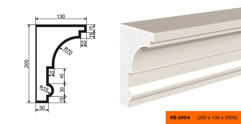 Плинтус Лепнина Пласт КВ200/4 купить в интернет-магазине Lepninashop