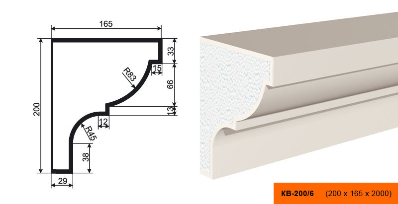 Плинтус Лепнина Пласт КВ200/6 купить в интернет-магазине Lepninashop